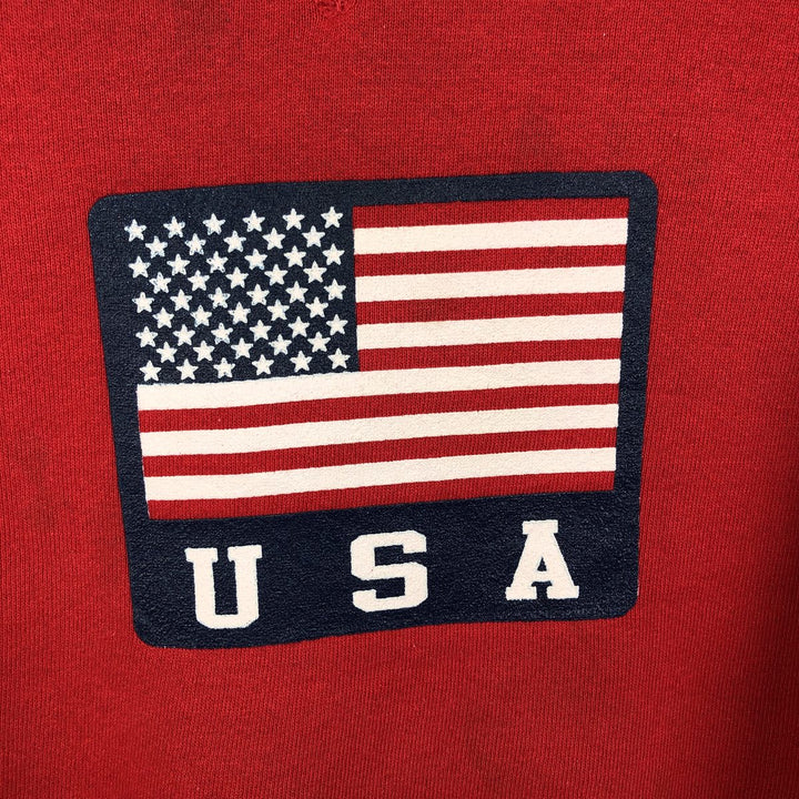 90'S Russell Stars and Stripes Print Sweatshirt, Men's, Size L, Vintage cotton red type Vintage Second Hand