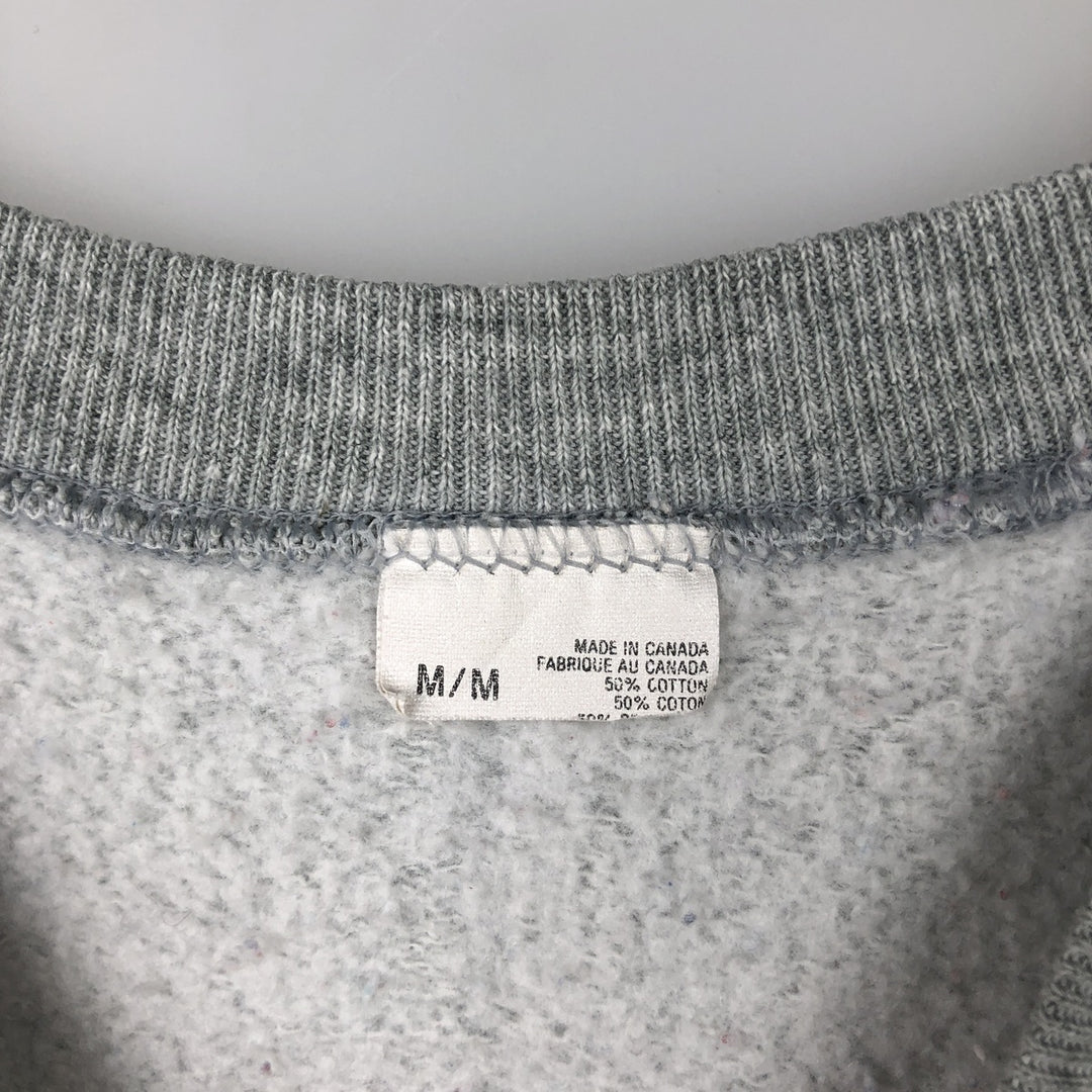 Eagle Pattern Print Sweatshirt, Made in Canada, Men's Size M (approx.) cotton gray type Vintage Second Hand
