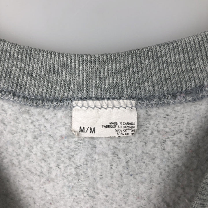 Eagle Pattern Print Sweatshirt, Made in Canada, Men's Size M (approx.) cotton gray type Vintage Second Hand