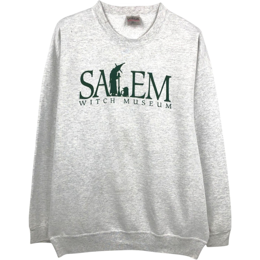 ONEITA Salem Witch Museum Print Sweatshirt, Made in USA, Men's XL (approx.) polyester gray type Vintage Second Hand