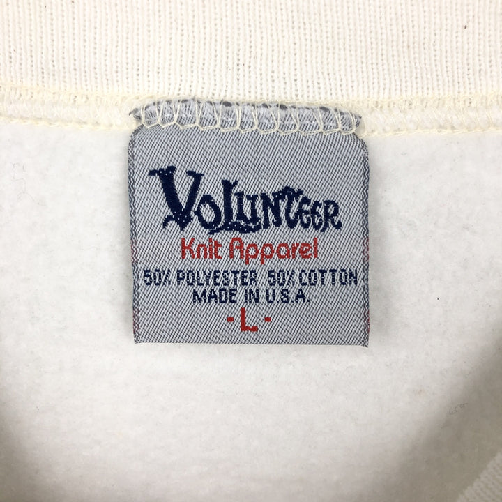 Volunteer Knit Apparel Parody Print Sweatshirt, Made in USA, Men's Size L (approx.) polyester white type Vintage Second Hand