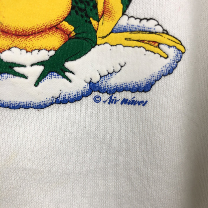 Volunteer Knit Apparel Parody Print Sweatshirt, Made in USA, Men's Size L (approx.) polyester white type Vintage Second Hand