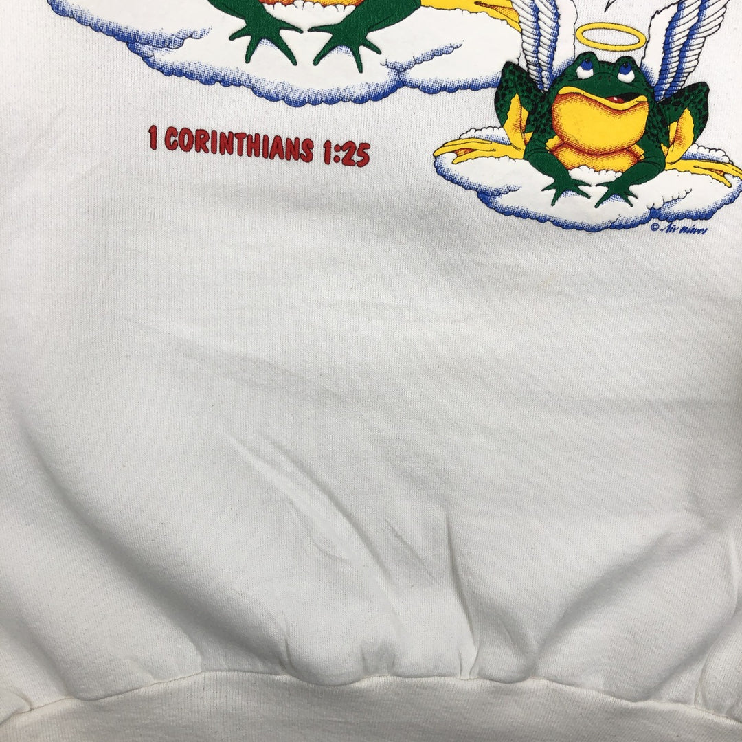 Volunteer Knit Apparel Parody Print Sweatshirt, Made in USA, Men's Size L (approx.) polyester white type Vintage Second Hand