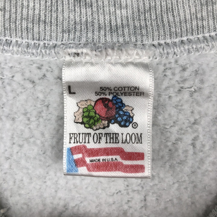 Vintage 90'S Fruit of the Loom Advertising Sweatshirt, Made in USA, Men's Size L cotton gray type Vintage Second Hand