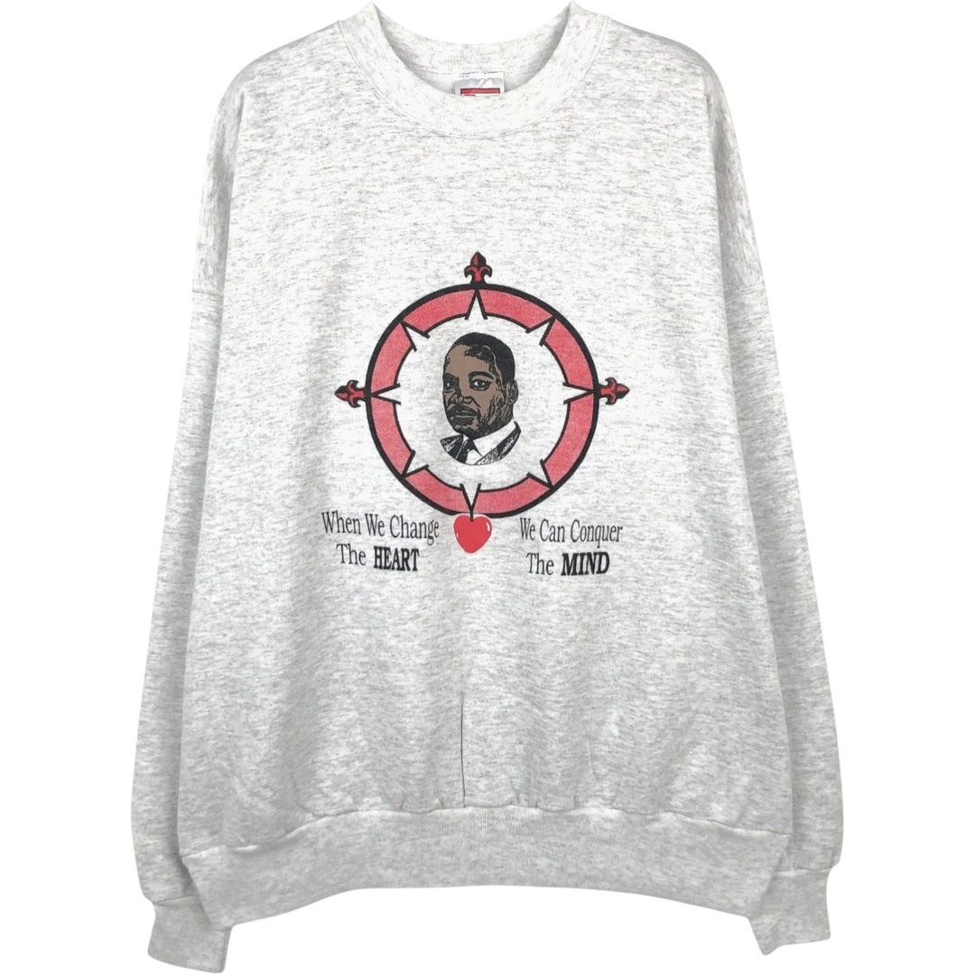 Hanes Martin Luther King Jr. Printed Sweatshirt, Men's Size XL (approx.) cotton gray type Vintage Second Hand