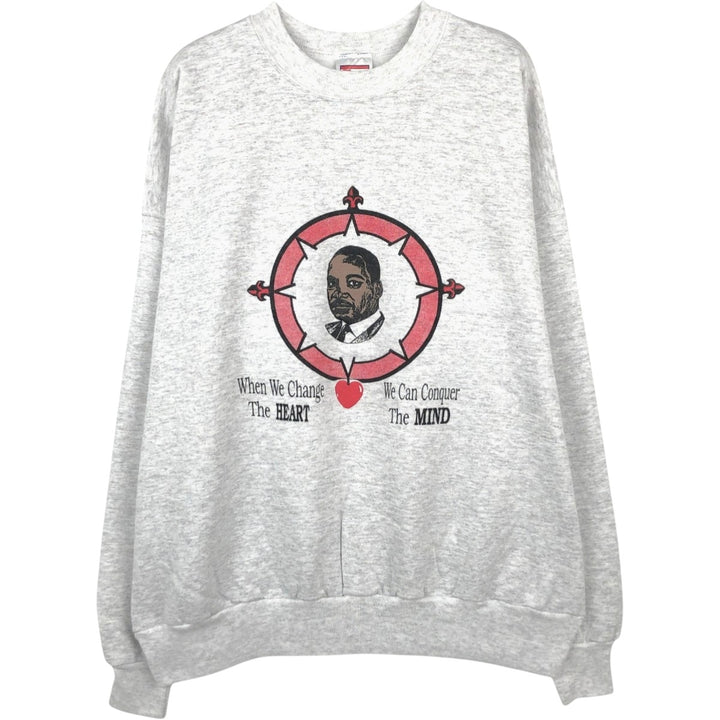 Hanes Martin Luther King Jr. Printed Sweatshirt, Men's Size XL (approx.) cotton gray type Vintage Second Hand