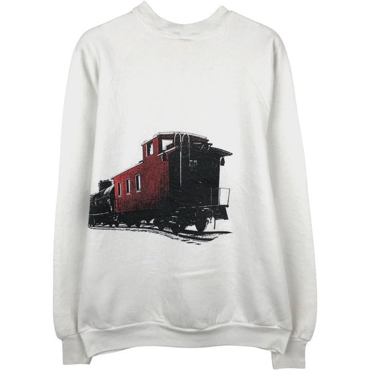 90'S Fruit of the Loom printed sweatshirt, made in the USA, men's size L, vintage cotton white type Vintage Second Hand