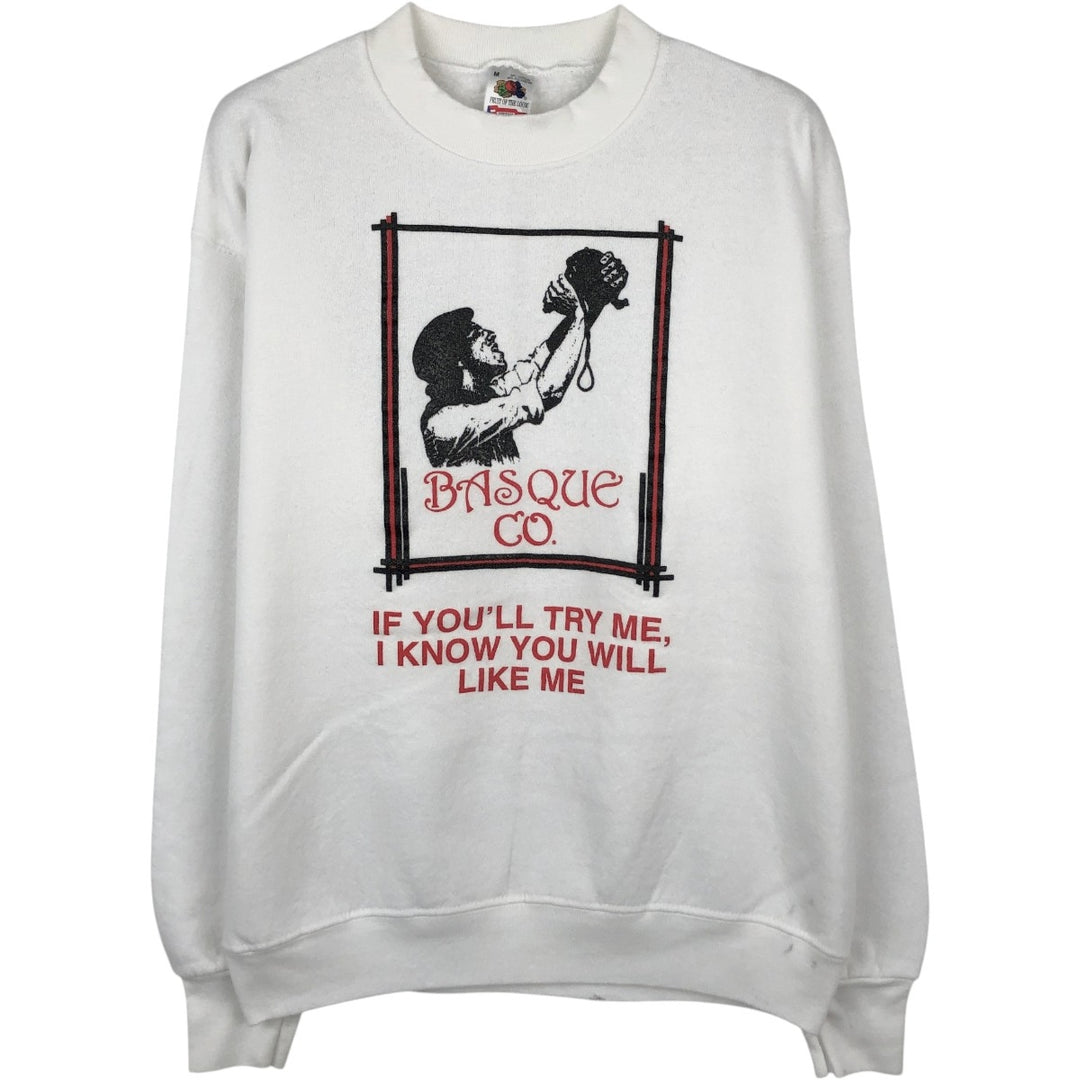 Vintage 90'S Fruit of the Loom Advertising Sweatshirt, Made in USA, Men's Size Medium cotton white type Vintage Second Hand