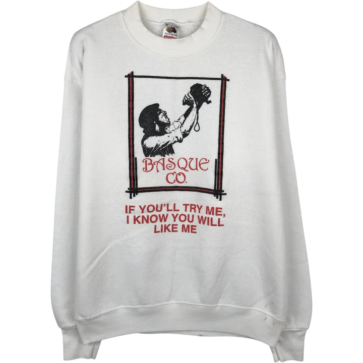 Vintage 90'S Fruit of the Loom Advertising Sweatshirt, Made in USA, Men's Size Medium cotton white type Vintage Second Hand