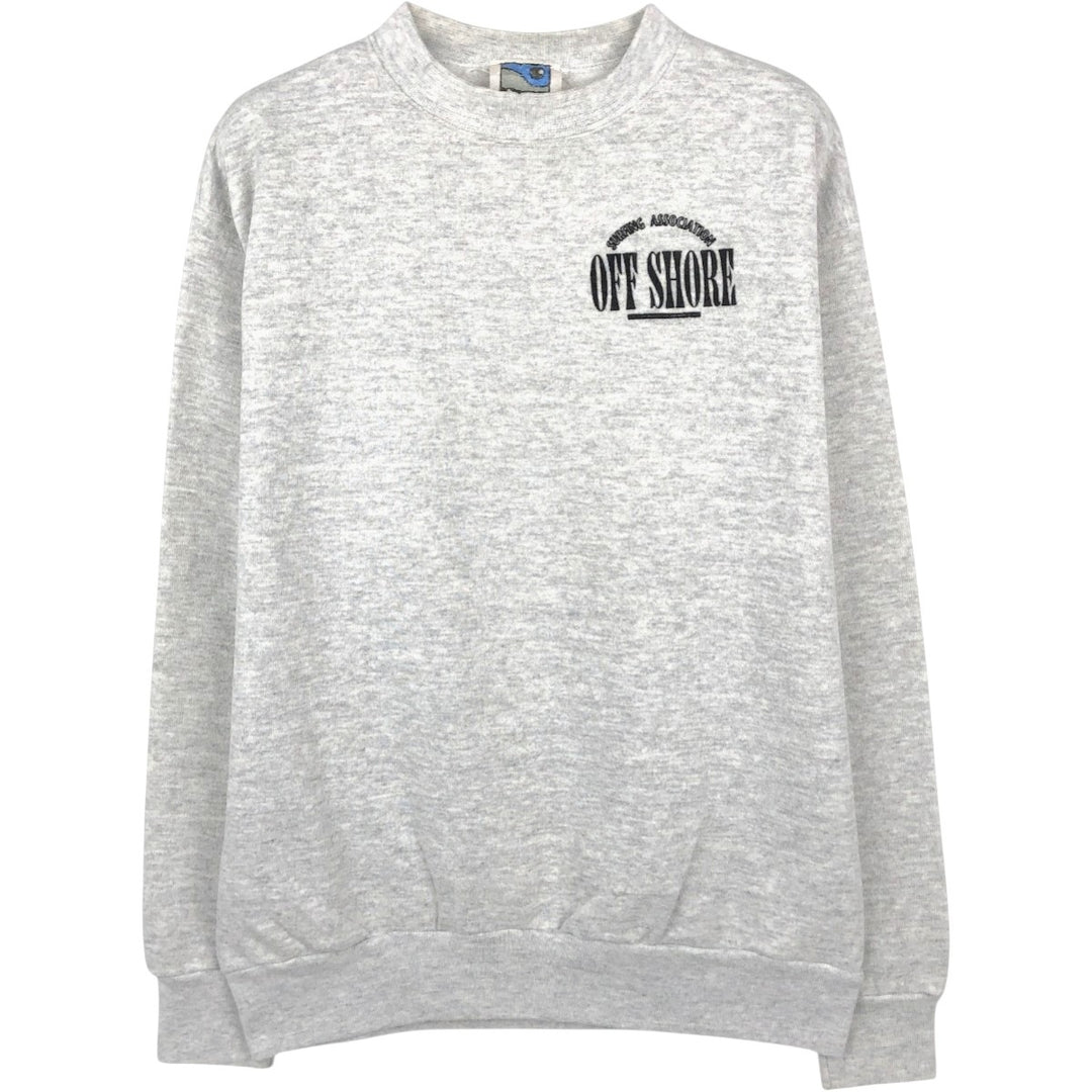 OFF SHORE surf sweatshirt, made in USA, men's size M equivalent. cotton gray type Vintage Second Hand