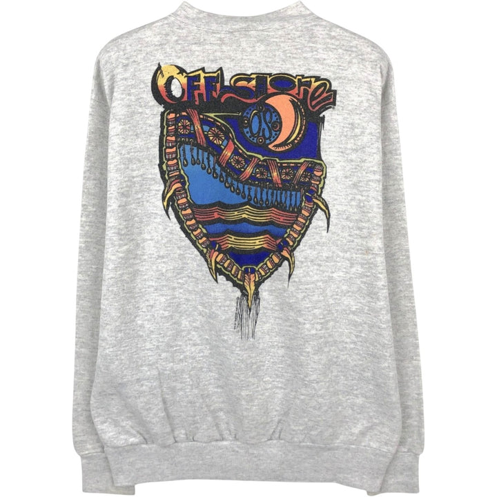 OFF SHORE surf sweatshirt, made in USA, men's size M equivalent. cotton gray type Vintage Second Hand