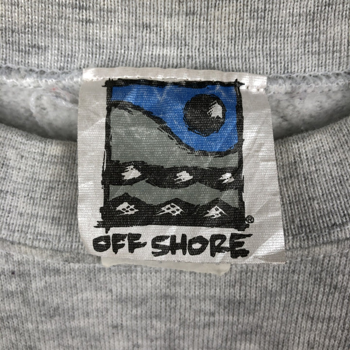 OFF SHORE surf sweatshirt, made in USA, men's size M equivalent. cotton gray type Vintage Second Hand