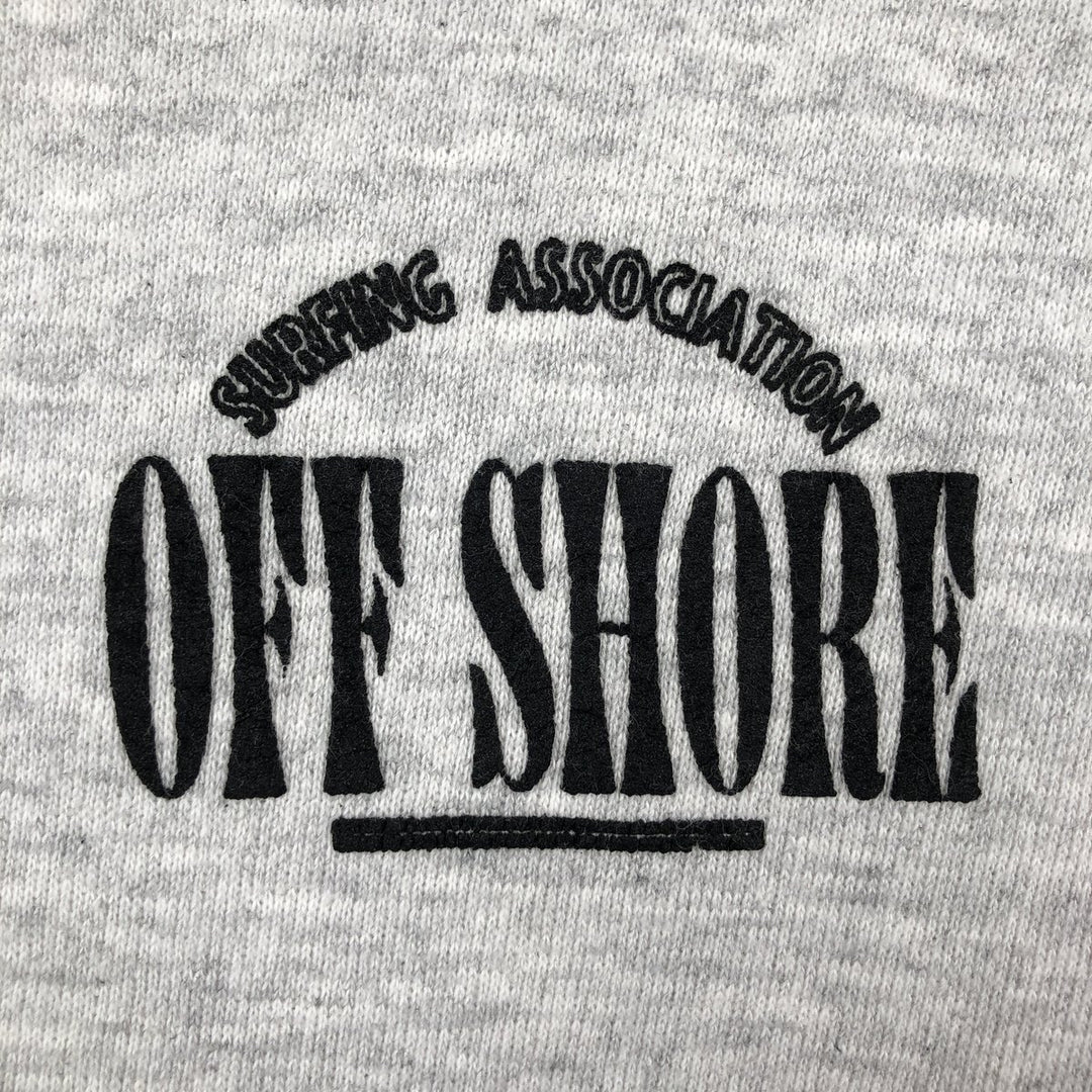 OFF SHORE surf sweatshirt, made in USA, men's size M equivalent. cotton gray type Vintage Second Hand