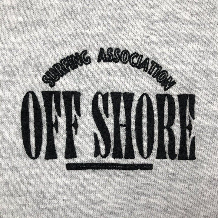 OFF SHORE surf sweatshirt, made in USA, men's size M equivalent. cotton gray type Vintage Second Hand