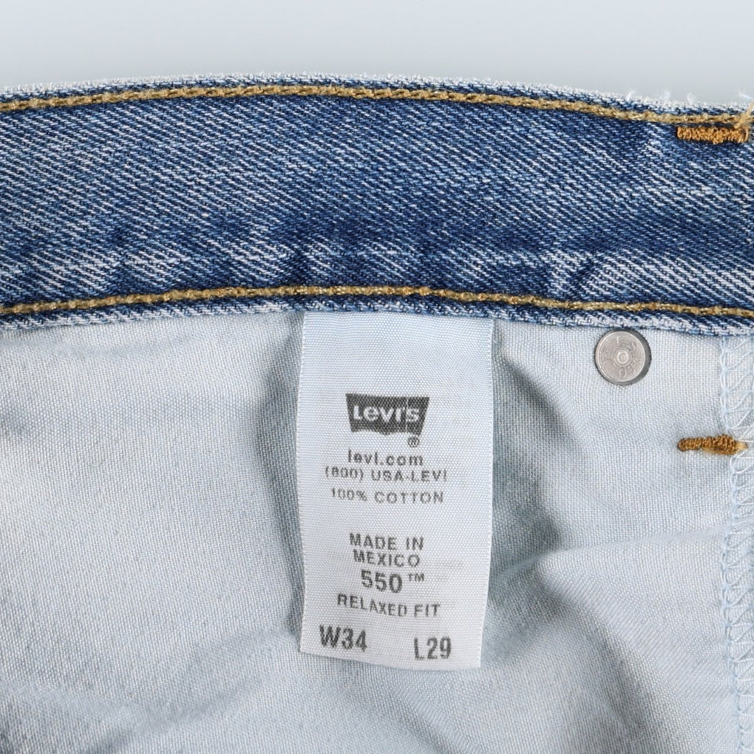 Levi's 550 Relaxed Fit Tapered Denim Pants for Men, W34 equivalent cotton blue type Vintage Second Hand