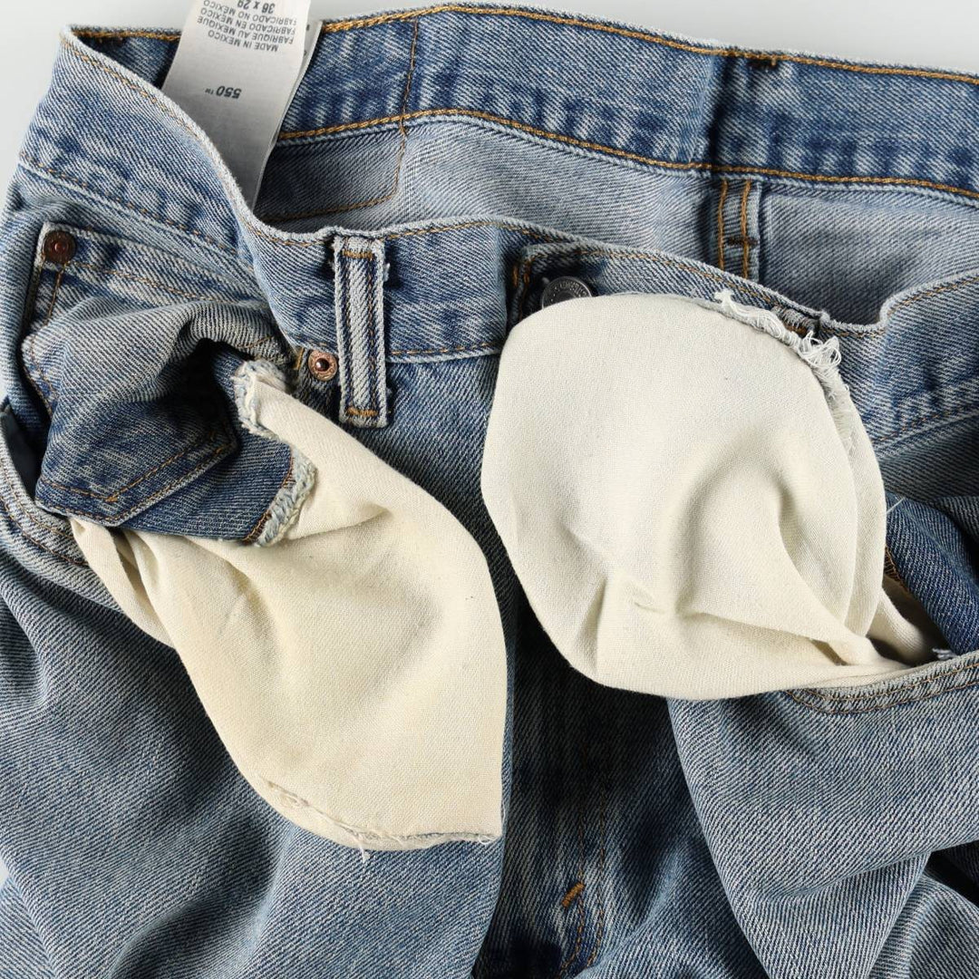 Levi's 550 tapered denim pants for men, size w37 cotton blue type Vintage Second Hand