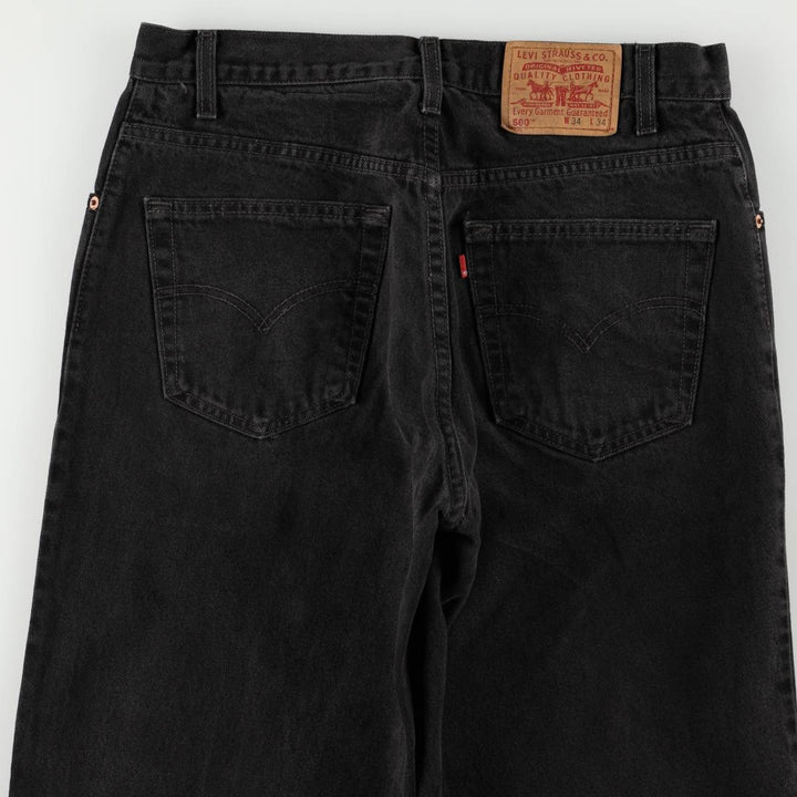 Levi's 560 Loose Fit Tapered Leg Black Denim Tapered Jeans, Made in Canada, Men's Size W34 (approx.) cotton black type Vintage Second Hand