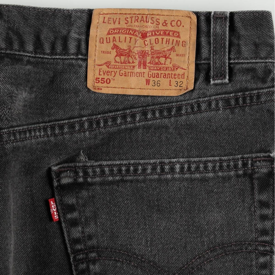 2000'S Levi's 550 Relaxed Fit Tapered Black Denim Pants, Made in the USA, Men's Size 35 cotton black type Vintage Second Hand
