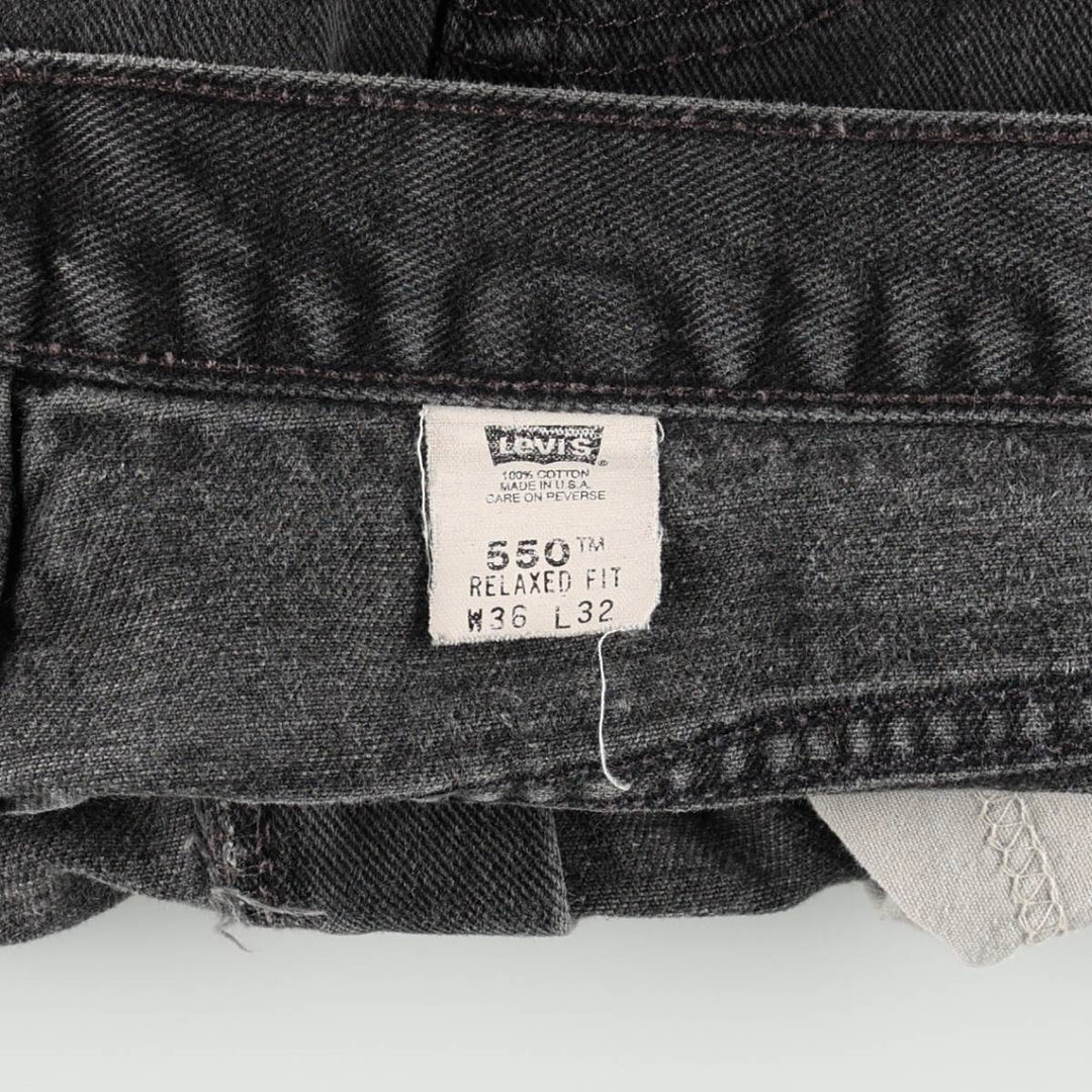2000'S Levi's 550 Relaxed Fit Tapered Black Denim Pants, Made in the USA, Men's Size 35 cotton black type Vintage Second Hand