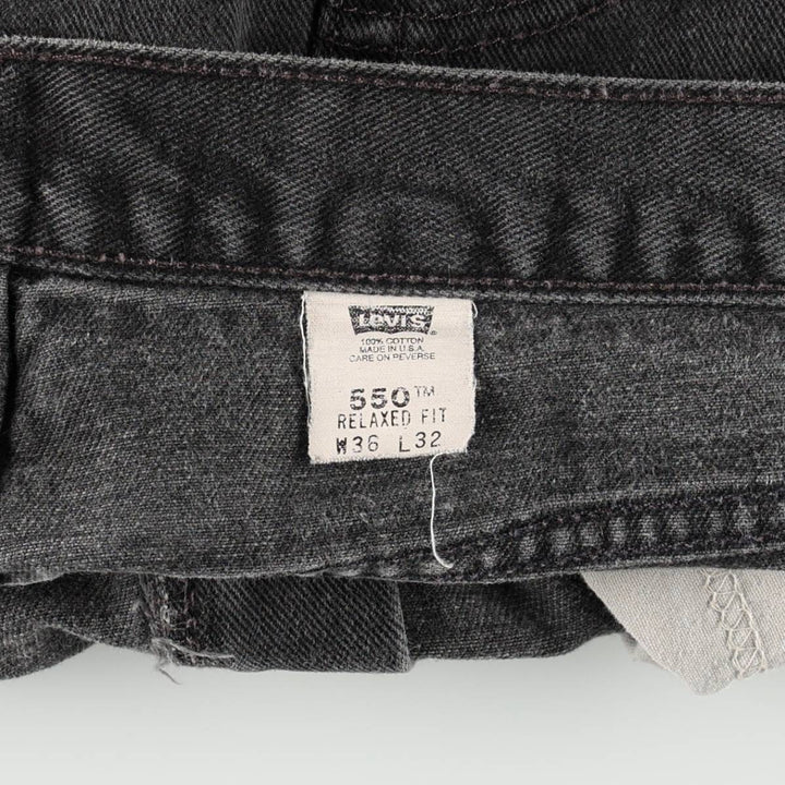 2000'S Levi's 550 Relaxed Fit Tapered Black Denim Pants, Made in the USA, Men's Size 35 cotton black type Vintage Second Hand