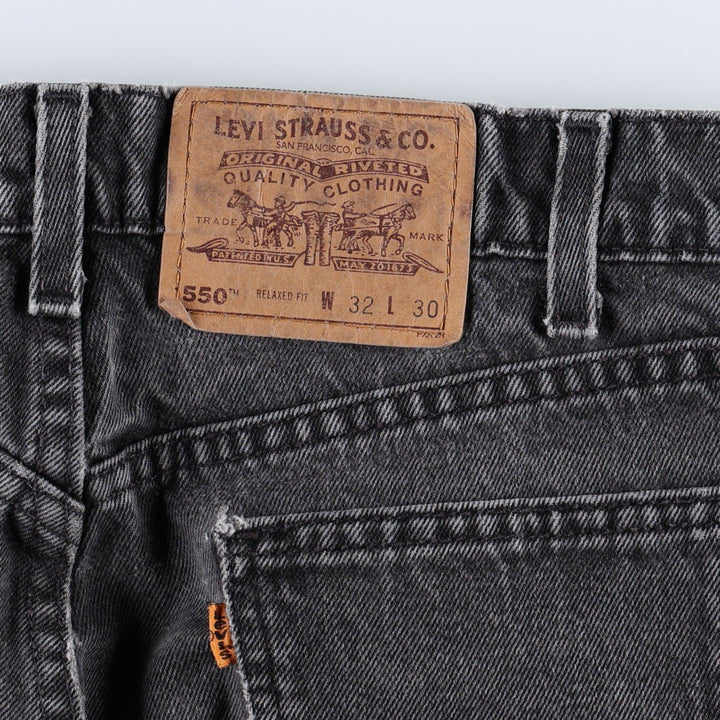 90'S Levi's 550 Relaxed Fit Orange Tab Black Denim Tapered Jeans, Made in USA, Men's Size W31 (approx.) cotton black type Vintage Second Hand