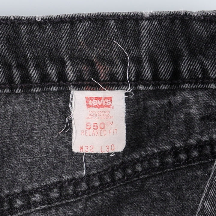 90'S Levi's 550 Relaxed Fit Orange Tab Black Denim Tapered Jeans, Made in USA, Men's Size W31 (approx.) cotton black type Vintage Second Hand