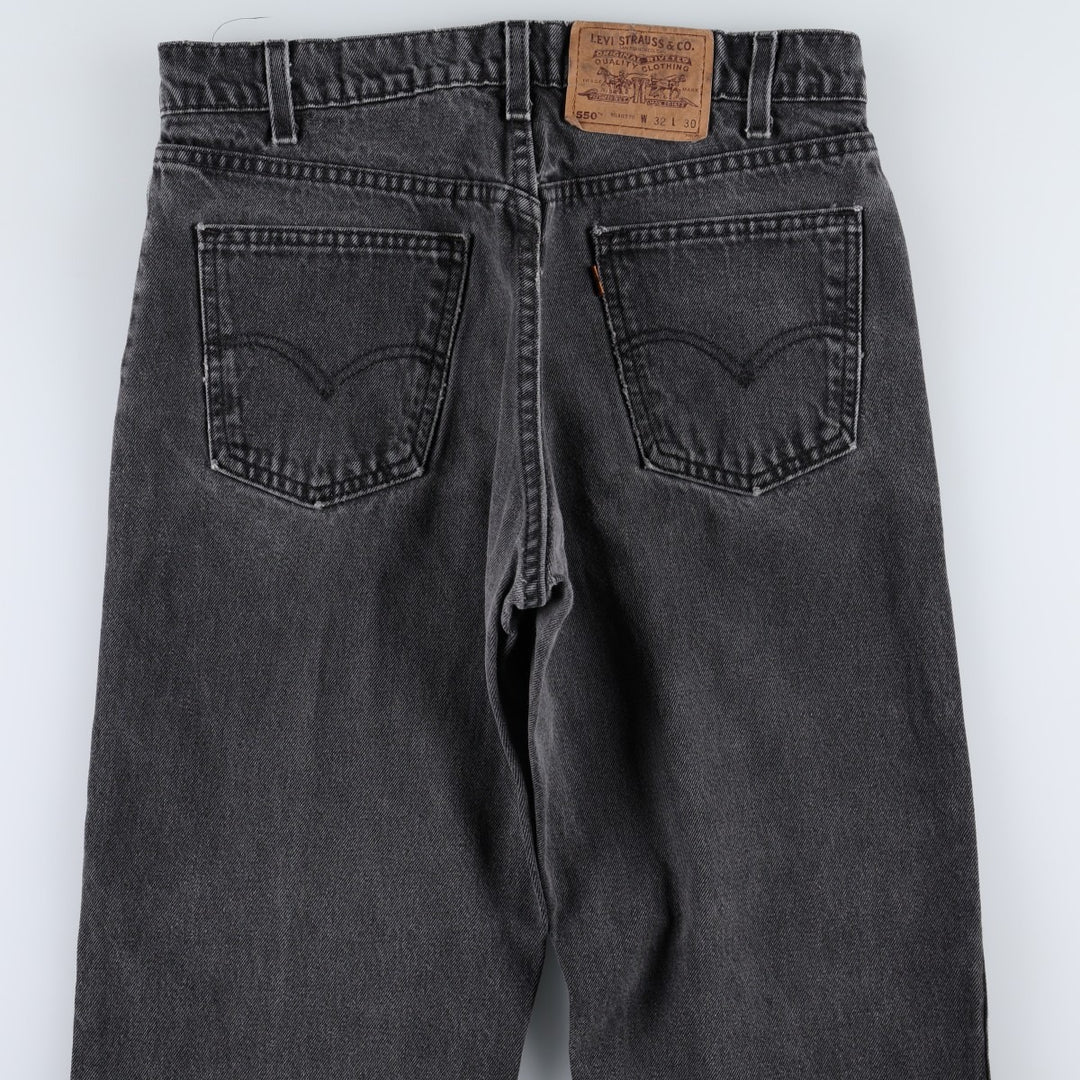 90'S Levi's 550 Relaxed Fit Orange Tab Black Denim Tapered Jeans, Made in USA, Men's Size W31 (approx.) cotton black type Vintage Second Hand