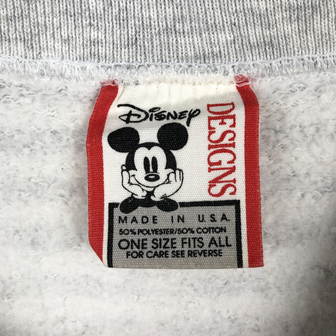 90'S Disney Mickey Mouse Striped Pattern Character Sweatshirt, Made in USA, Men's Size L (Equivalent), Vintage polyester gray type Vintage Second Hand