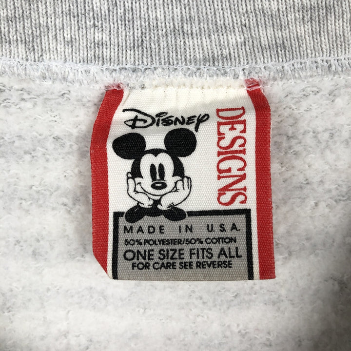 90'S Disney Mickey Mouse Striped Pattern Character Sweatshirt, Made in USA, Men's Size L (Equivalent), Vintage polyester gray type Vintage Second Hand