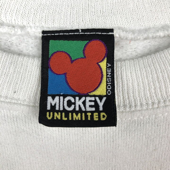 90'S MICKEY UNLIMITED DISNEY Disney Character Sweatshirt, Made in USA, Men's Size L (Equivalent), Vintage cotton white type Vintage Second Hand