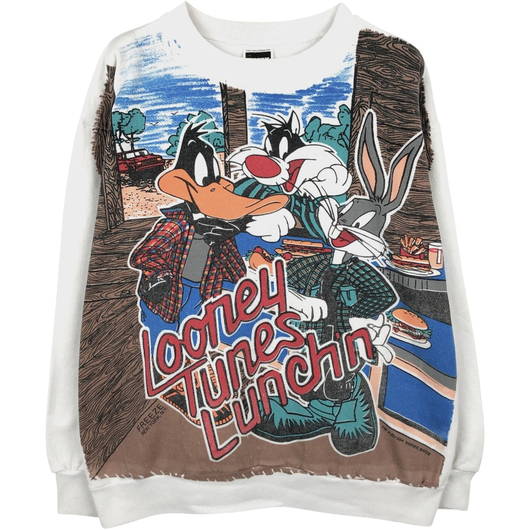 Vintage 90'S Tartex Looney Tunes character sweatshirt, Made in USA, Men's XL cotton white type Vintage Second Hand