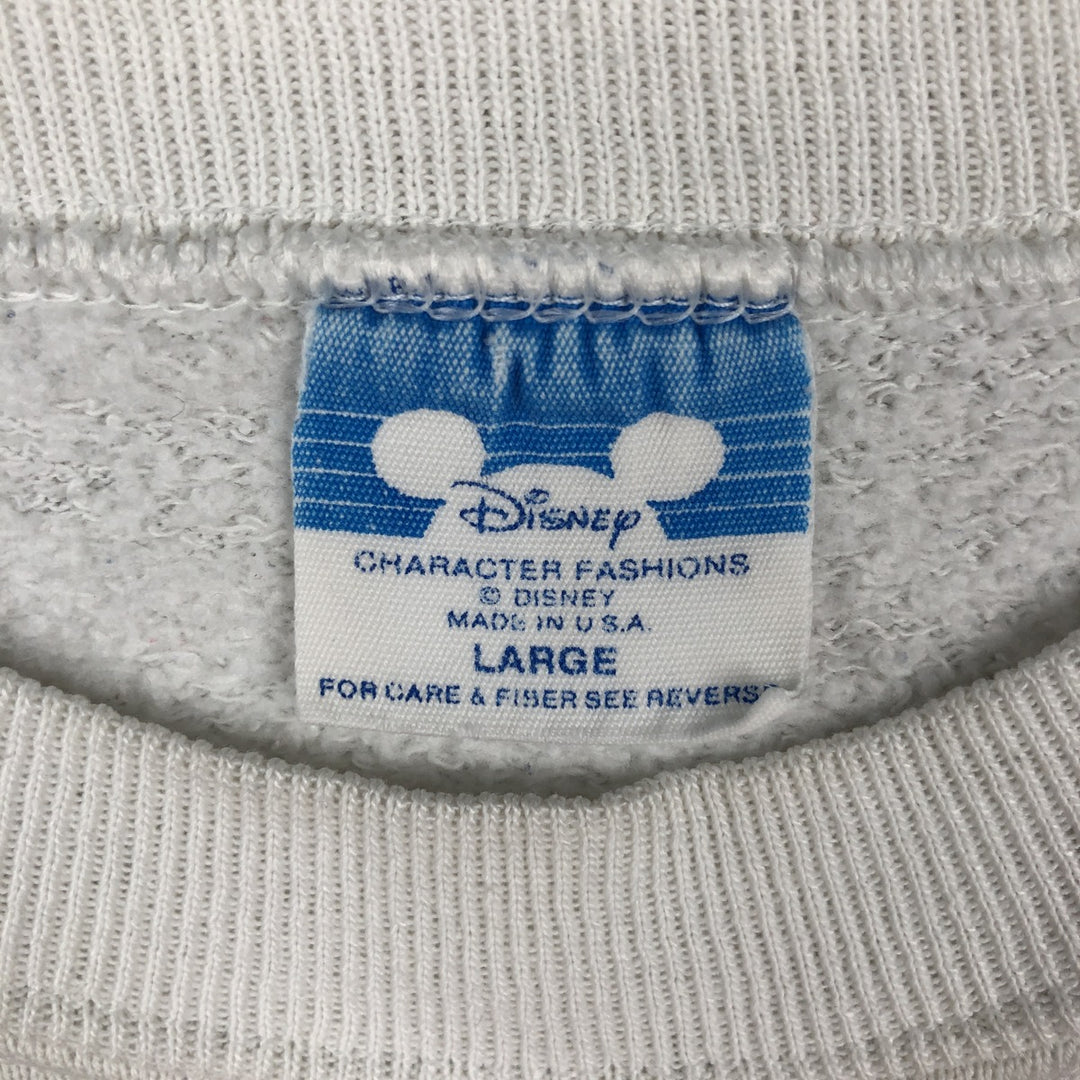 80'S Disney Mickey Mouse character sweatshirt, made in USA, men's size L, vintage polyester white type Vintage Second Hand
