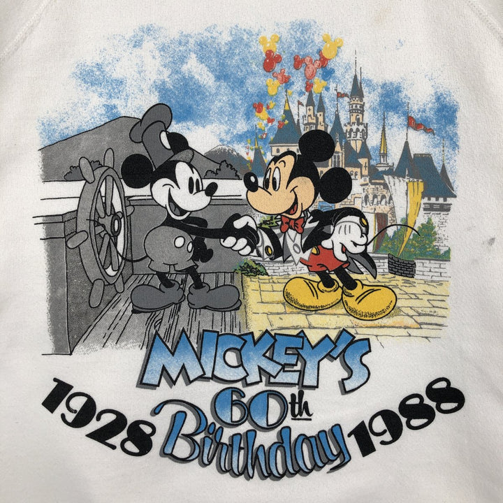 80'S Disney Mickey Mouse character sweatshirt, sweatshirt, made in USA, men's XL size, vintage polyester white type Vintage Second Hand