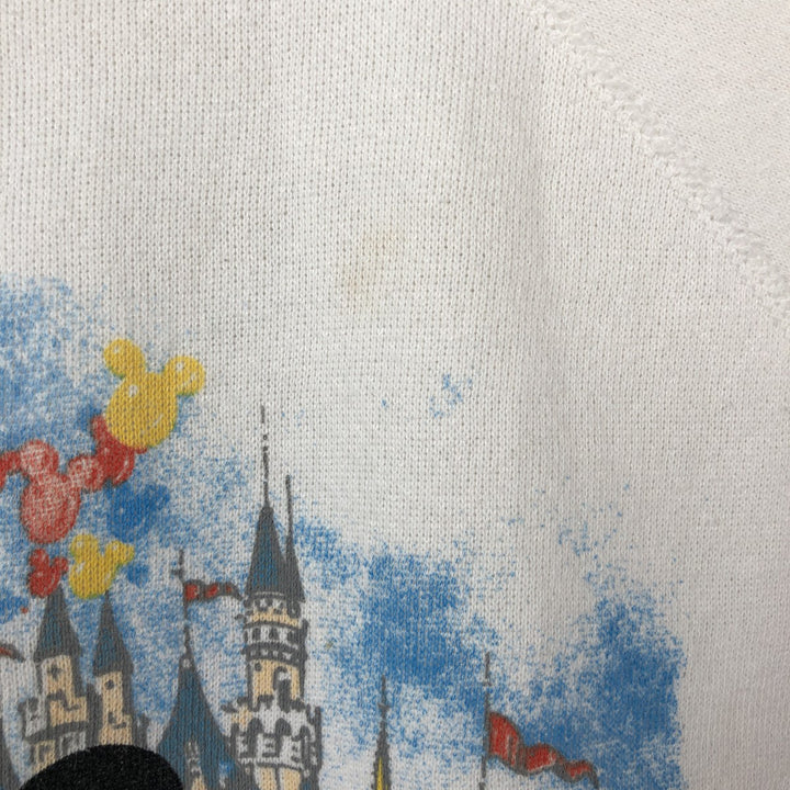 80'S Disney Mickey Mouse character sweatshirt, sweatshirt, made in USA, men's XL size, vintage polyester white type Vintage Second Hand