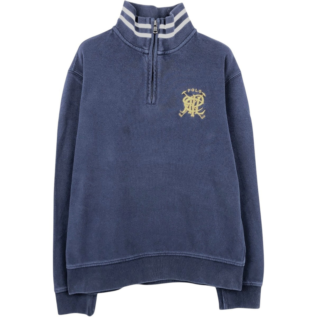 Ralph Lauren POLO by Ralph Lauren Half-Zip Sweatshirt, Men's Size L cotton navy blue type Vintage Second Hand