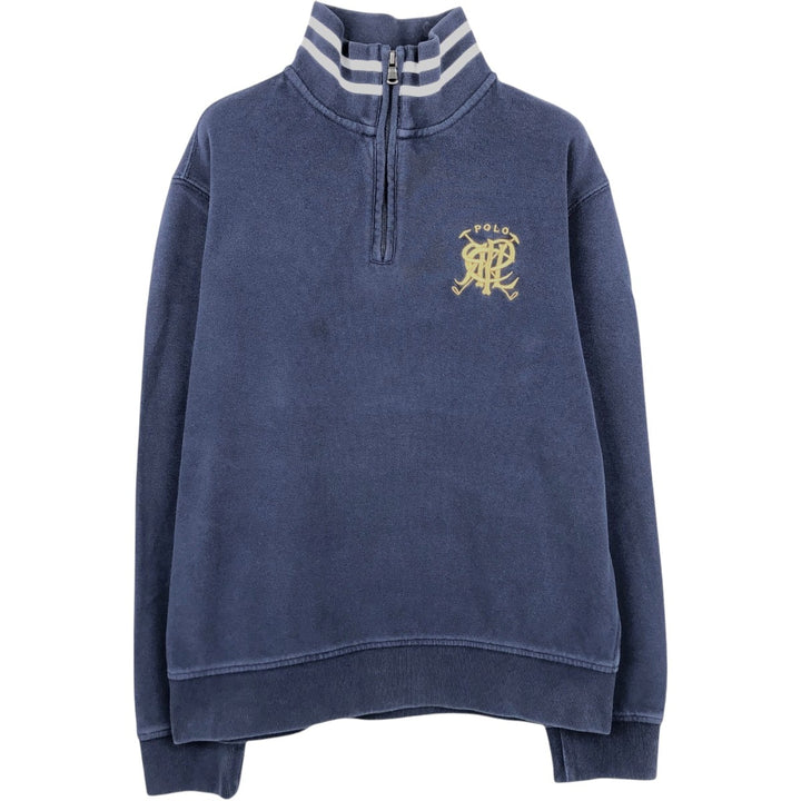 Ralph Lauren POLO by Ralph Lauren Half-Zip Sweatshirt, Men's Size L cotton navy blue type Vintage Second Hand