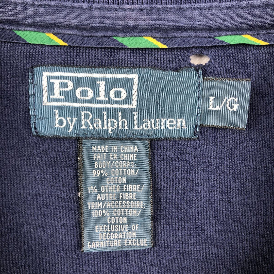 Ralph Lauren POLO by Ralph Lauren Half-Zip Sweatshirt, Men's Size L cotton navy blue type Vintage Second Hand