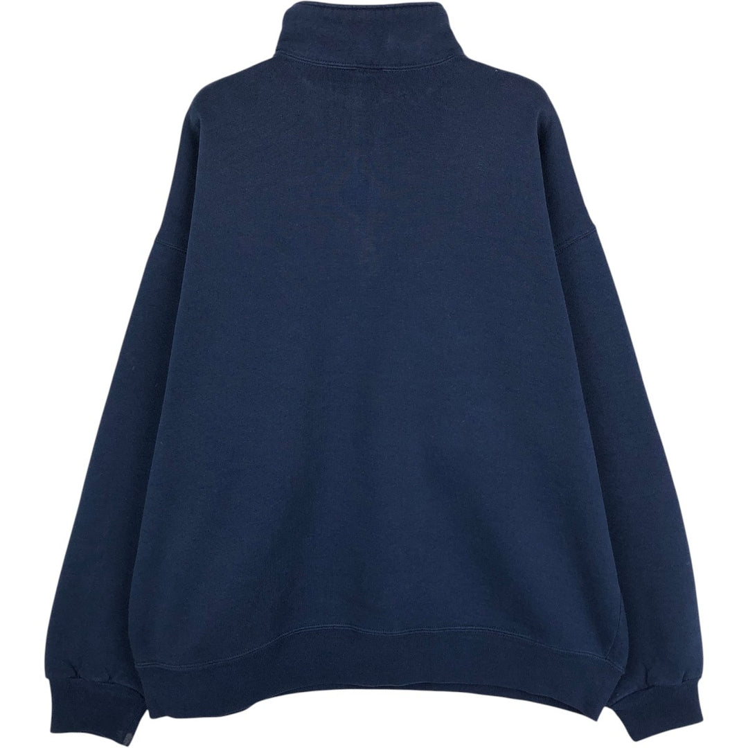 90'S Russell Half-Zip Sweatshirt, Made in USA, Men's XL, Vintage cotton navy blue type Vintage Second Hand