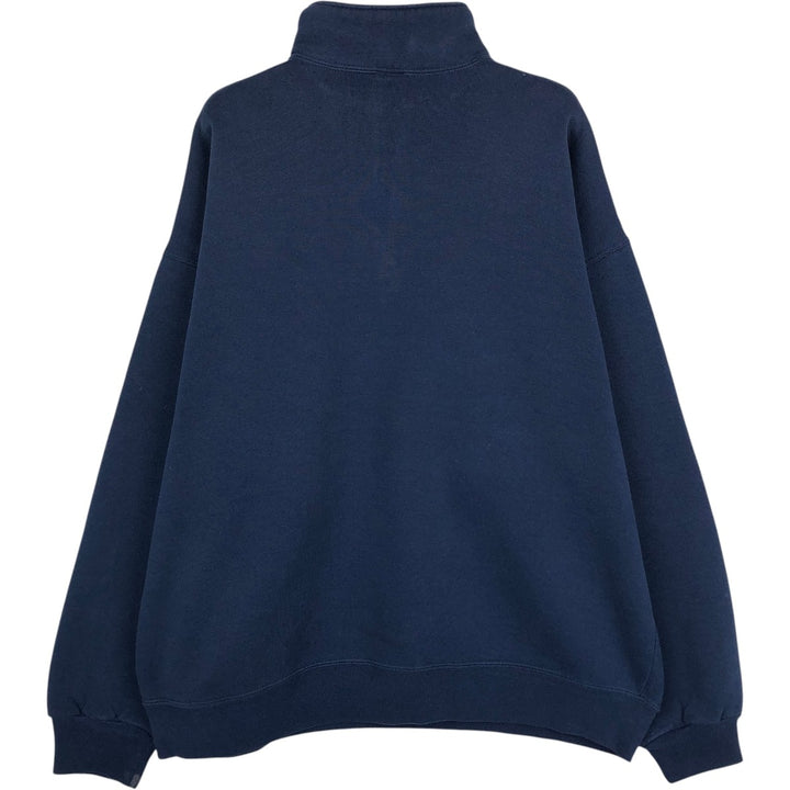 90'S Russell Half-Zip Sweatshirt, Made in USA, Men's XL, Vintage cotton navy blue type Vintage Second Hand