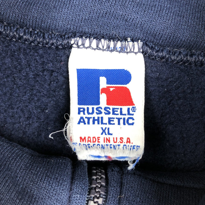 90'S Russell Half-Zip Sweatshirt, Made in USA, Men's XL, Vintage cotton navy blue type Vintage Second Hand