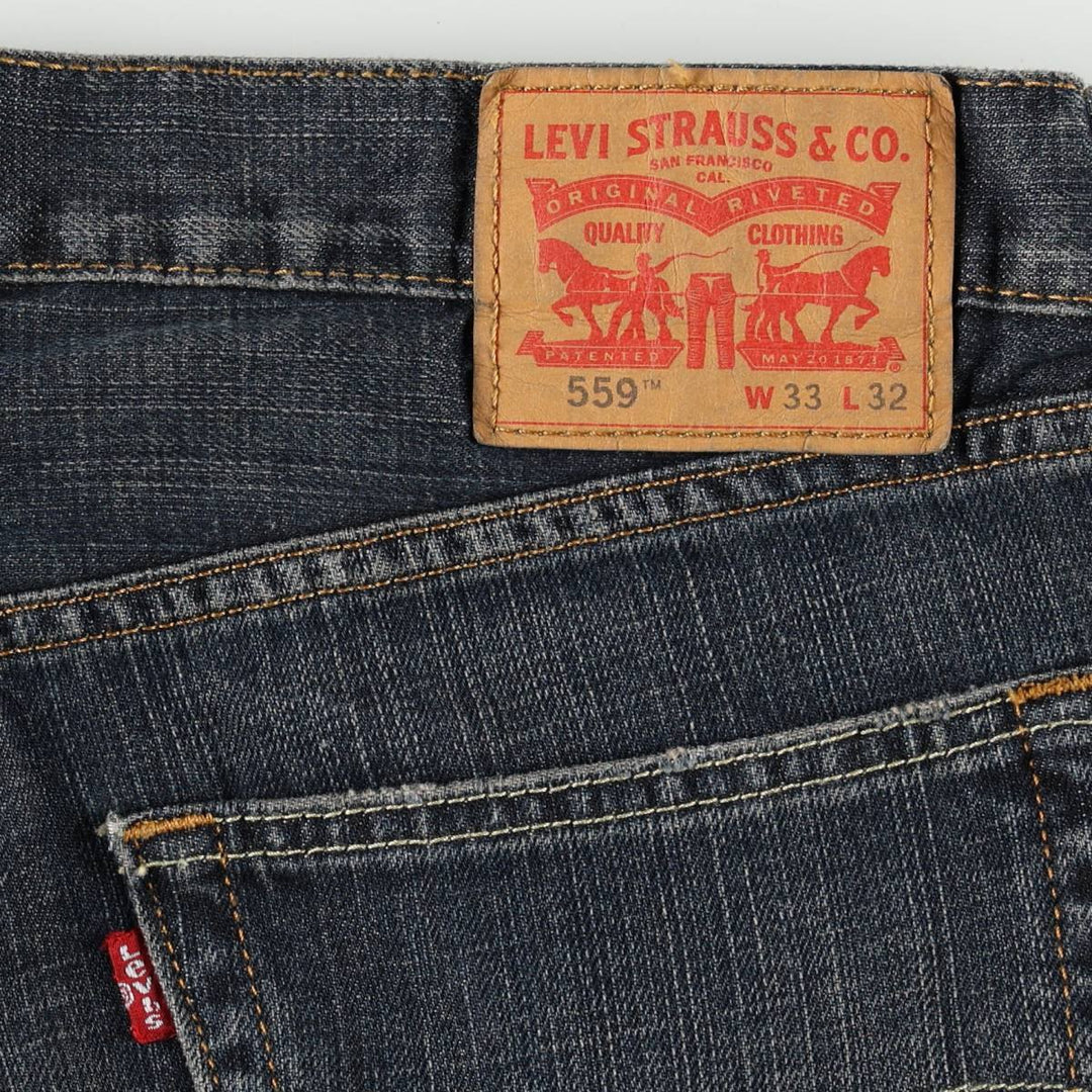 Levi's 559 straight denim pants for men, size W34 cotton navy blue type Vintage Second Hand