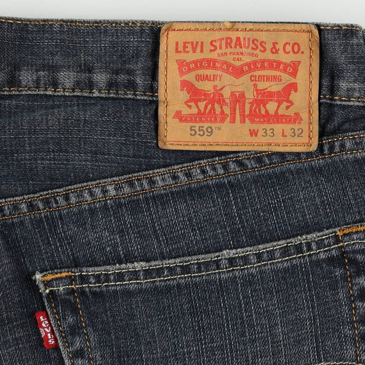 Levi's 559 straight denim pants for men, size W34 cotton navy blue type Vintage Second Hand