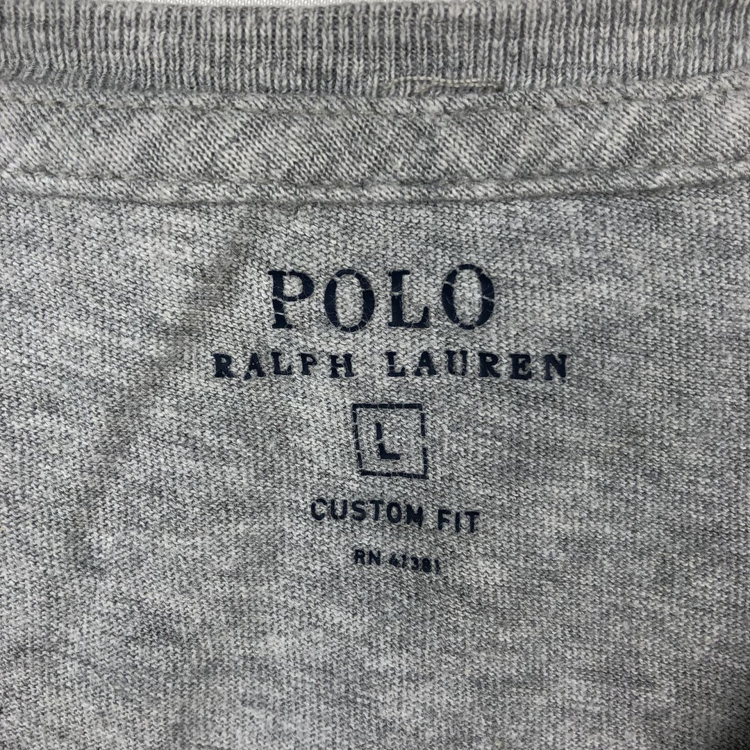 Ralph Lauren POLO RALPH LAUREN CUSTOM FIT Short-Sleeve Printed T-Shirt, Men's Size L (approx.) cotton gray type Vintage Second Hand