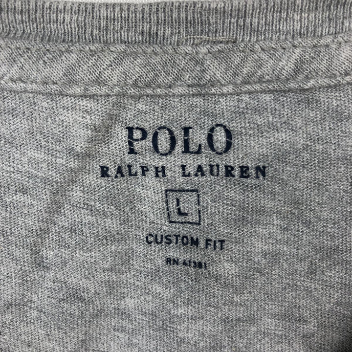 Ralph Lauren POLO RALPH LAUREN CUSTOM FIT Short-Sleeve Printed T-Shirt, Men's Size L (approx.) cotton gray type Vintage Second Hand