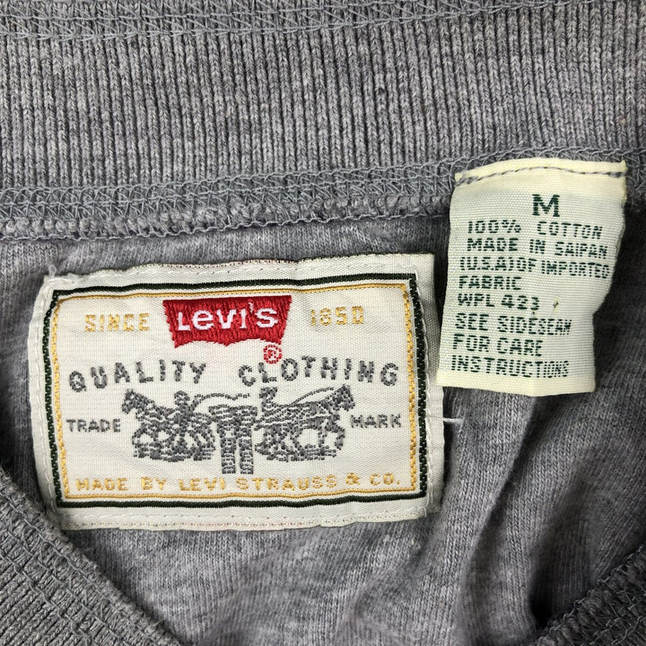 90'S Levi's Multi-stripe Henley Neck Short-Sleeve T-Shirt, Men's Size M (Equivalent), Vintage cotton gray type Vintage Second Hand