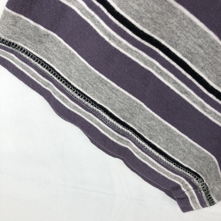 90'S Levi's Multi-stripe Henley Neck Short-Sleeve T-Shirt, Men's Size M (Equivalent), Vintage cotton gray type Vintage Second Hand