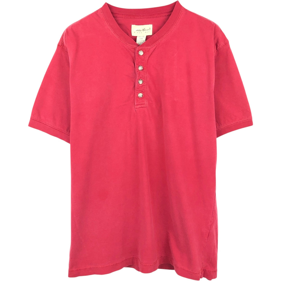 90s-00'S Eddie Bauer Henley neck short-sleeved T-shirt, men's size L equivalent, vintage. cotton red type Vintage Second Hand