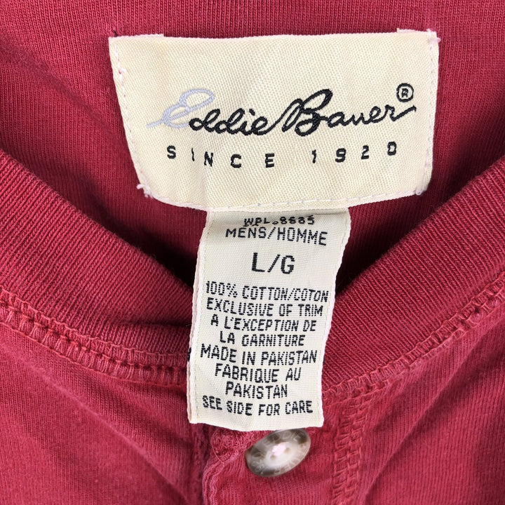 90s-00'S Eddie Bauer Henley neck short-sleeved T-shirt, men's size L equivalent, vintage. cotton red type Vintage Second Hand