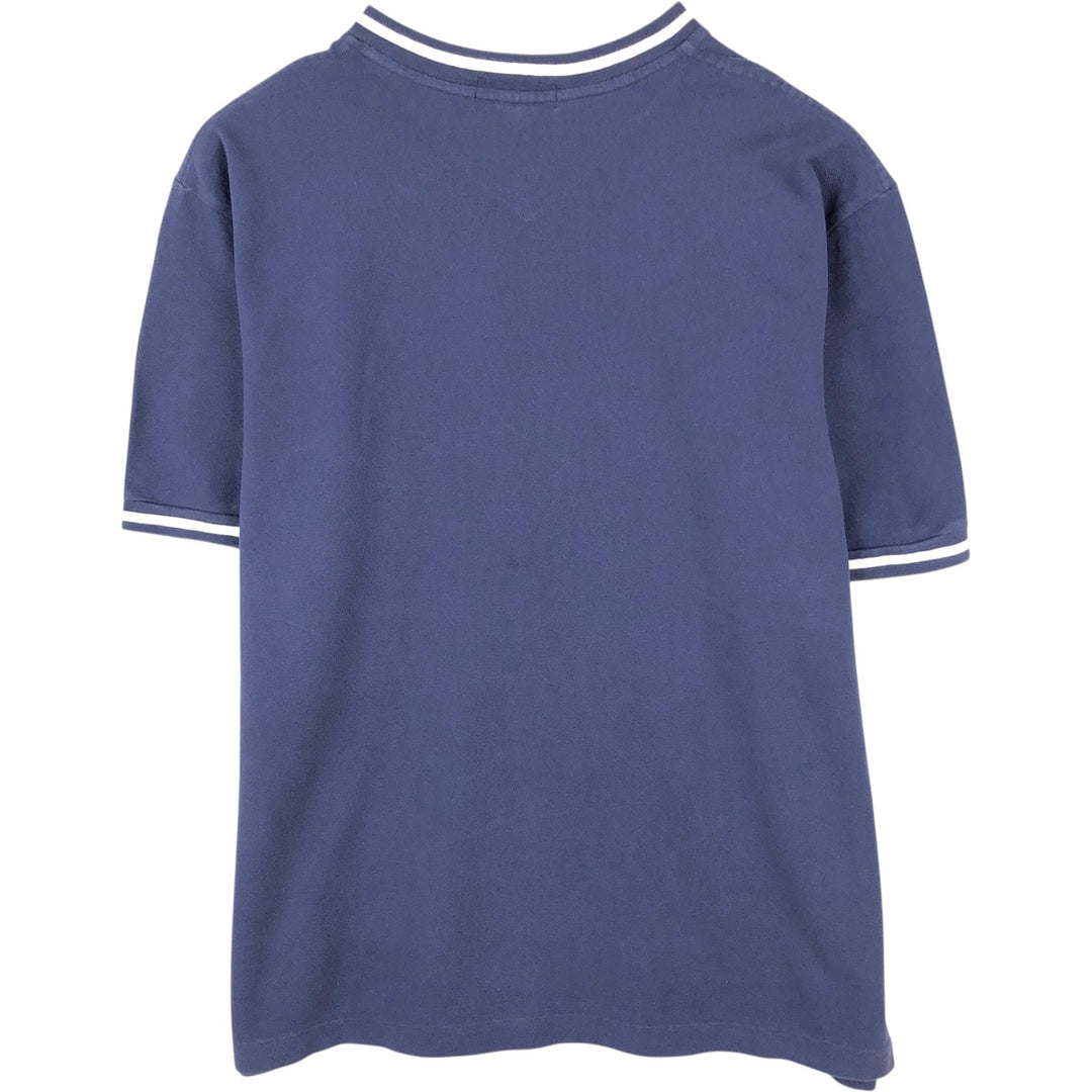 Ralph Lauren POLO by Ralph Lauren pique knit short-sleeved V-neck T-shirt, men's size XL (approx.) cotton navy blue type Vintage Second Hand