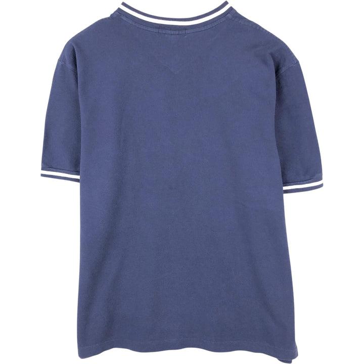 Ralph Lauren POLO by Ralph Lauren pique knit short-sleeved V-neck T-shirt, men's size XL (approx.) cotton navy blue type Vintage Second Hand